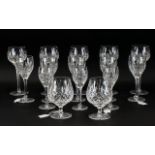 A Collection of Stuart Crystal Glass Drinking Glasses comprising 5 Hock glasses,