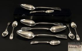 Four 19thC Matching Silver Tablespoons, All Fully Hallmarked,