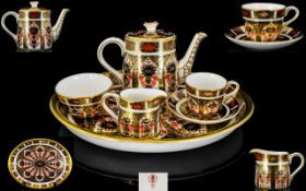 Royal Crown Derby Superb Quality Old Imari Pattern Miniature Six Piece Tea Service - Compromising