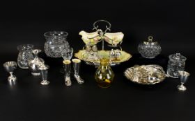 A Mixed Collection of Cut Glass and Plated Items,