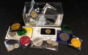 A Collection Of Mixed Coins And Notes Low denominations to include, GB 10 shillings note,