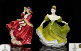 Royal Doulton Hand Painted Porcelain Figurines ( 2 ) In Total. Comprises 1/ Top of the Hill -Style