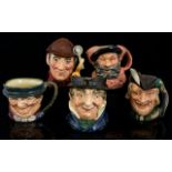 Royal Doulton Collection of Small Hand Painted Character Jugs (5) items in total. 1.