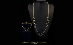 Contemporary Sterling Silver Vermeil Necklace And Bracelet Suite Three items in total, each marked