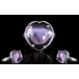 Rose de France Amethyst Large Solitaire Ring, 20cts of Rose de France amethyst, cabochon cut in a