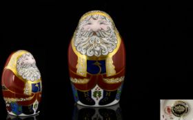 Royal Crown Derby Hand Painted Paperweight 'Santa Claus' in the form of a Russian doll,