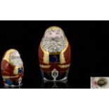 Royal Crown Derby Hand Painted Paperweight 'Santa Claus' in the form of a Russian doll,