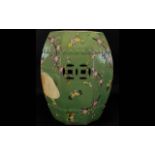 Antique Chinese Celadon Glazed Garden Stool Hexagonal Shaped, Fine Quality.