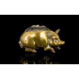 Victorian Novelty Nib Cleaner, Modelled In The Form Of A Recumbent Pig,