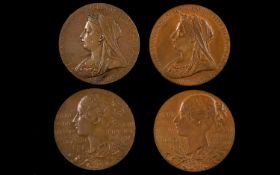 Queen Victoria Diamond Jubilee 1837-1897 Large Pair of Bronze Medallions commemorating the 60th Year