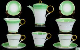 Shelley - Art Deco Period Superb Quality 8 Piece Coffee For Two Set - Pattern ' Swirls ' Pattern No
