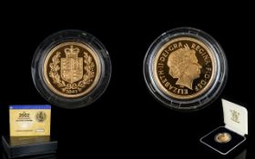 Royal Mint United Kingdom 2002 Ltd and Numbered Edition Gold Proof Sovereign ( Shield Back )