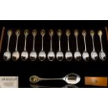 John Pinches Royal Society For the Protection of Birds Collection Set of 12 Solid Silver Spoons.