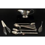 A Small Collection Of Mixed Metal Items To include glove stretchers, gravy boat,