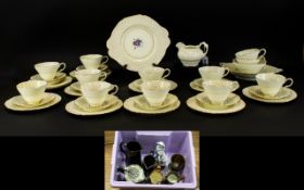 Paragon China Fleur de Lis Light Yellow Floral Bouquet Tea Set comprising 12 cups,