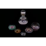 A Good Collection of Vintage Millefiori Glass Paperweights - Various Sizes and Shapes ( 6 ) Six In