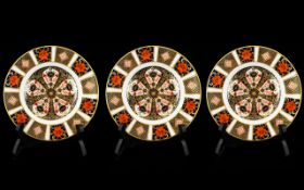 Royal Crown Derby Old Imari Pattern Set of Three Side Plates, pattern no.1128, date 1976; each 6.