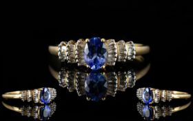 9ct Yellow Gold And Tanzanite Ring Contemporary ring, fully hallmarked for 9ct gold,