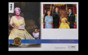 Rare (no 904 of 2000) Queen Mother's 100th Anniversary coin stamp cover containing Millennium