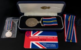 National Service Medal Along with miniature in fitted box,