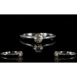Platinum Set Single Stone Diamond Ring. Marked platinum, the diamond of good colour and clarity.