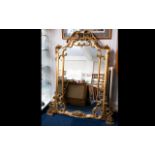 Baroque Style Large Overmantle Mirror gilt scrolling frame, height 60 inches, 37 inches wide,