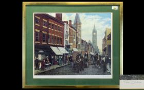 Tom Dodson Signed Print 'Fishergate Preston' Framed and mounted under glass,