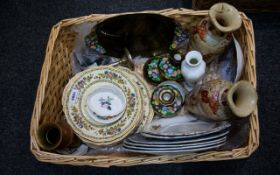 A Collection of Assorted Pottery to include Japanese Vases, copper ware,