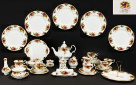 Royal Albert Fine Bone China Old Country Rose 55 piece part tea and dinner service plus extras.