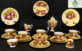 Aynsley Hand Painted 18 Piece Part Tea Service, painted in 'Fallen Fruits' still life,