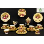 Aynsley Hand Painted 18 Piece Part Tea Service, painted in 'Fallen Fruits' still life,