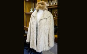 Blonde Mink Short Jacket, collar with revers, slit pockets, straight sleeves with horizontal,