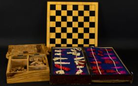 A Mixed Collection Of Vintage Wooden Board Games To include olive wood compendium,