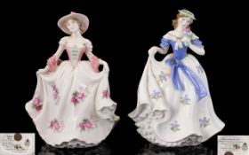 Royal Worcester Ltd and Numbered Pair of Hand Painted Porcelain Figurines ' Sweet Rose ' and '