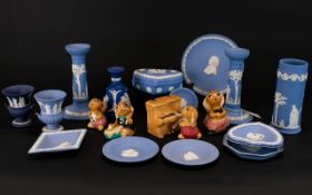 Collection of Wedgwood to include: two candlesticks, seven pin dishes,