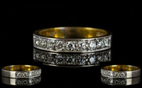 18ct Gold Attractive Half-Eternity Diamond Set Ring marked 750 - 18ct. The diamonds of excellent
