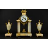 A Late 19th Century Onyx Garniture Clock Set French movement Marked Samuel Marti,