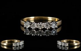 Ladies - 9ct Gold 5 Stone Diamond Dress Ring - Illusion Set. Full Hallmark for 9ct.