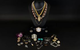 A Mixed Collection Of Costume Jewellery Items A varied lot to include gold tone and stone set