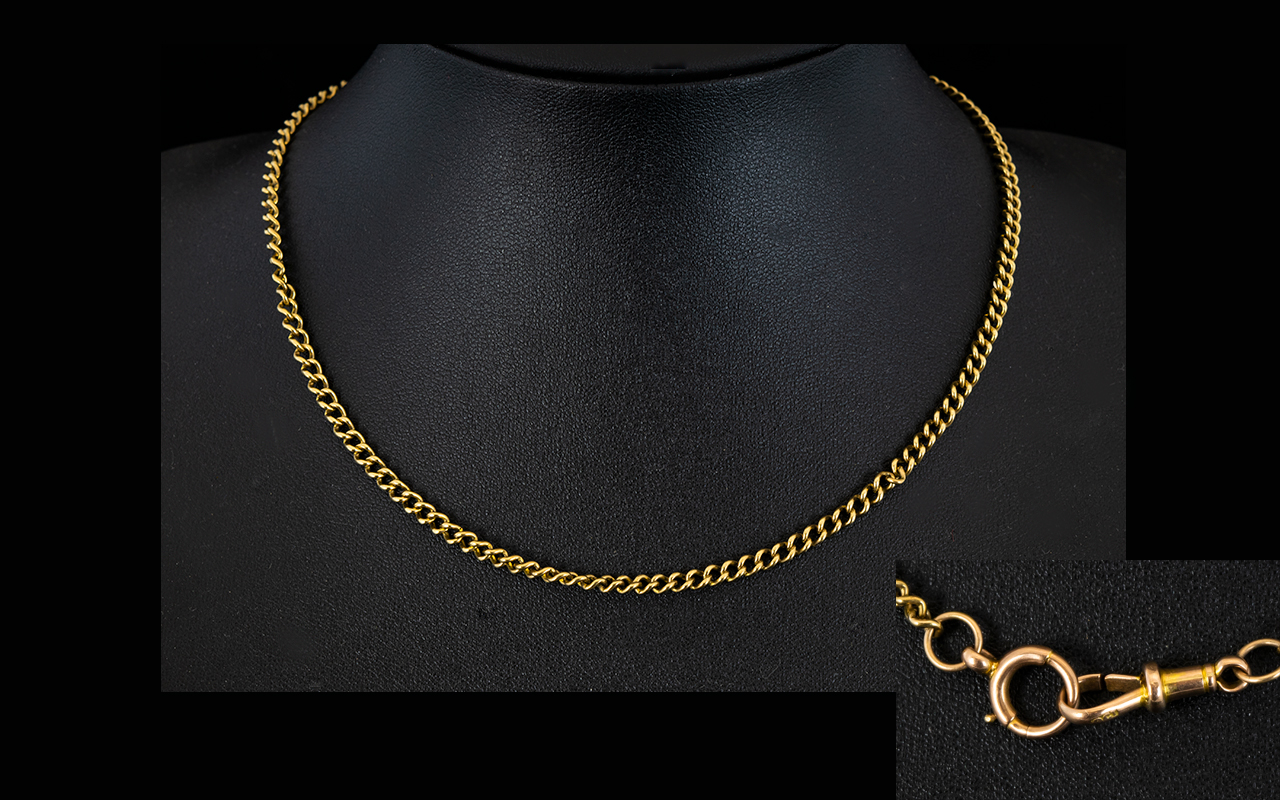 Antique 9ct Gold Neck Chain curb design with gold clasp. Fully hallmarked for 9ct gold. - Image 2 of 2