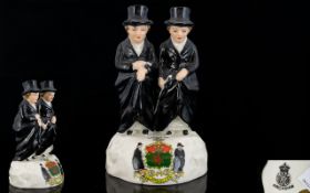 Arcadian Crested-Ware Ladies of Llangollen Scarce Figure Made For ' The Souvenir Shop ' Abbey Rd,