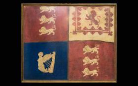 Antique Royal Standard Framed and mounted under glass, 34 x 28 inches,