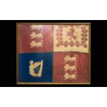 Antique Royal Standard Framed and mounted under glass, 34 x 28 inches,