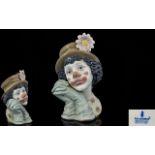 Lladro Superb Quality Porcelain Clown Portrait Bust 'Melancholy Clown' model no 5542,