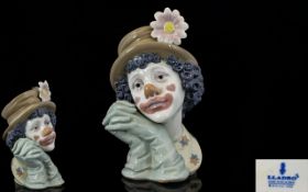 Lladro Superb Quality Porcelain Clown Portrait Bust 'Melancholy Clown' model no 5542,