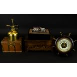 Collection of Wooden Items to include small wooden chest, wooden box with decorative carving,