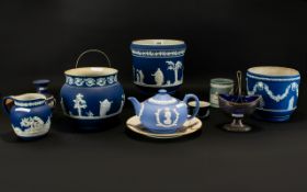 A Collection Of 19th And 20th Century Jasperware Items To include two large Wedgwood and Adams