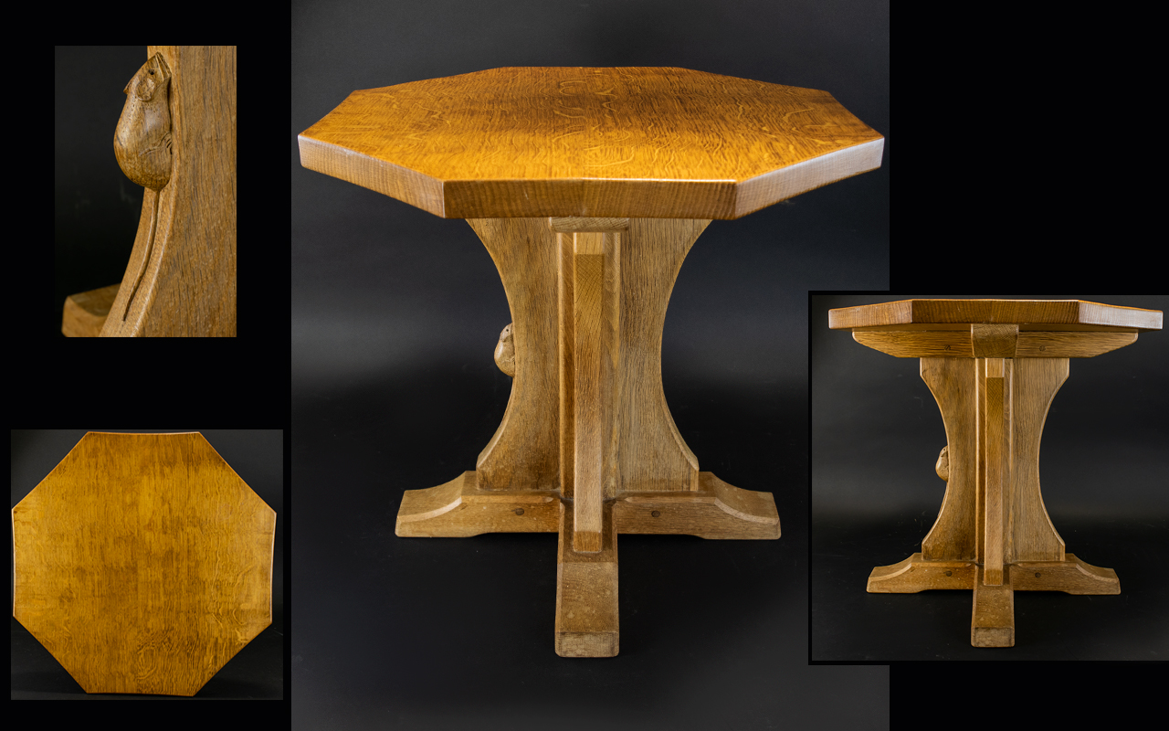 Robert "Mouseman" Thompson Octagonal Occasional Table, with adzed top,