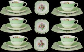 Colclough China Tea Set to include 6 cups and 6 saucers, 6 side plates (small fault to one plate).