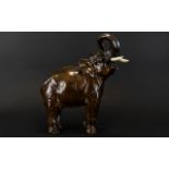 Cold Painted Copper Elephant Figure Mid 20th century cast figure with textural detail in the form